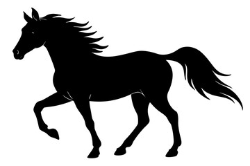 Black Silhouette Horse, Elegant Stallion, Side View