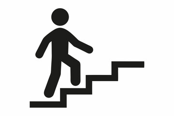 Simple icon person climbing stairs, progress, success