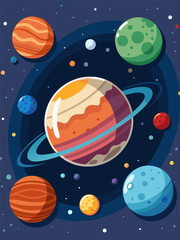 Vibrant Planets in Space. A Cosmic Cartoon Adventure