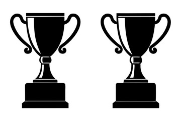 Two Black Silhouette Trophy Cups, Award Icons