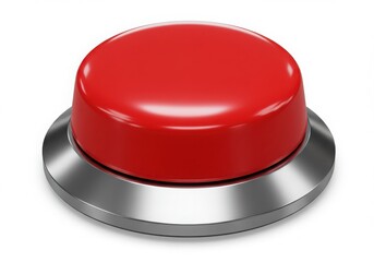Close up of an emergency red button with metallic base