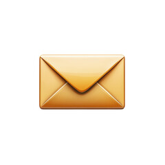 Golden Email Icon Illustration Envelope Symbol for Messaging on transparent background