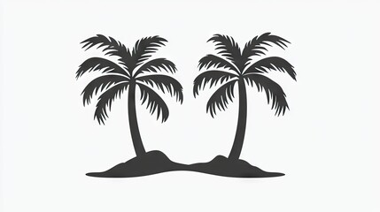 Two palm trees on an island silhouette.