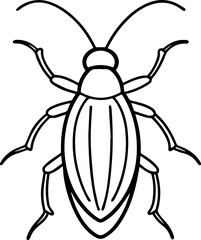 Cockroach outline vector illustration, line art
