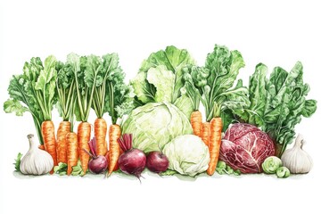 vegetables on a white background