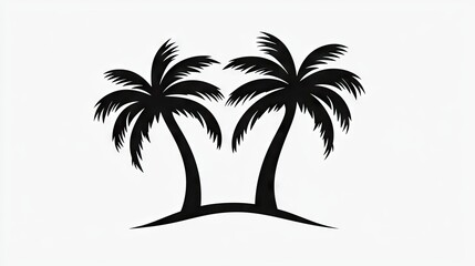 Two palm trees silhouetted against a plain background.