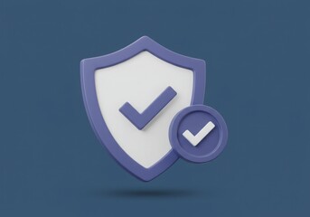 Shield with check mark on blue background