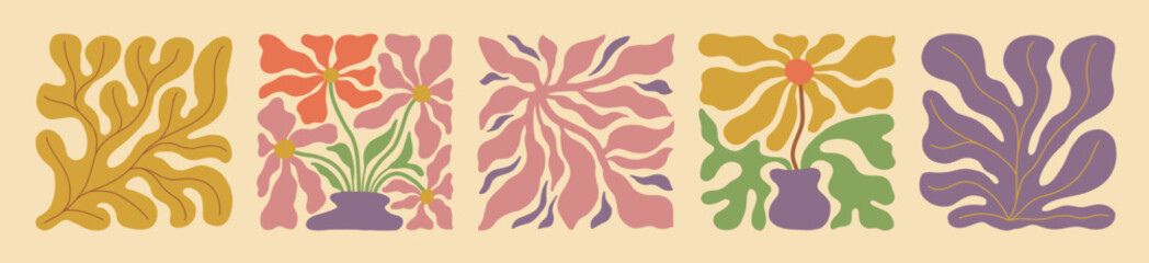 Abstract 70s floral wave illustration