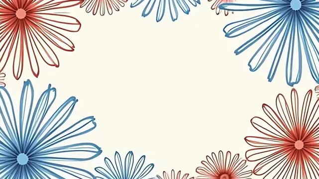 rotating floral wheel background, light blue and burnt red vector, seamless floral loop, vector ornamental background, flower wheel animation, retro flower background, 2D floral pattern loop, floral 