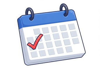 Calendar with red check mark illustration