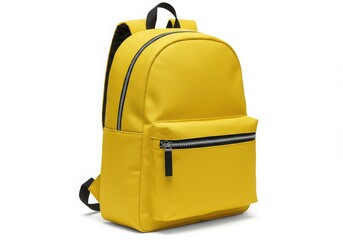 Yellow backpack with black straps and zippers