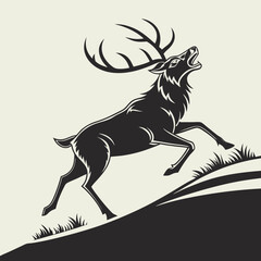 Majestic stag leaping across hillside