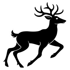 Black silhouette of a running stag with antlers