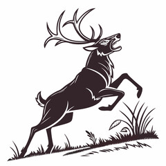 Majestic leaping stag silhouette in nature