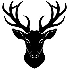 Black silhouette of a deer head with antlers
