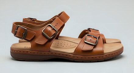 Naklejka premium Buy comfortable leather sandals for women online shop tan buckle sandals summer footwear fashion shoes style 100