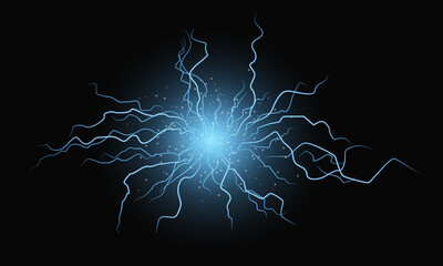 Lightning strike vector illustration, this design could be used to represent energy, power, or a technological phenomenon.