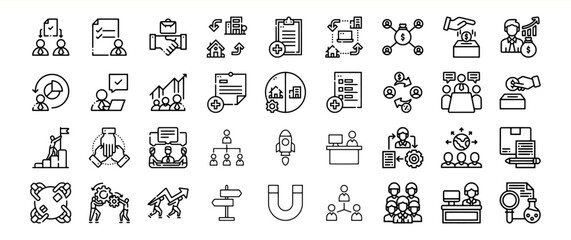 Business and Teamwork Icons: Collaboration, Strategy, and Growth