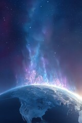 Obraz premium Celestial flames engulfing Earth