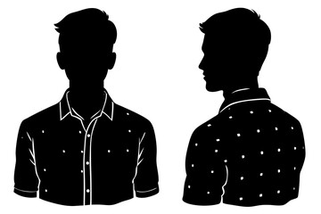 Male Silhouette, Front and Back Views, Patterned Shirt
