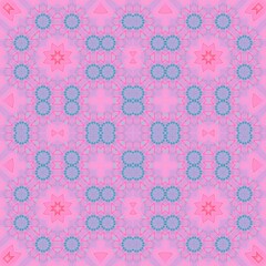 Seamless kaleidoscope floral pattern soft pink and blue floral kaleidoscope with geometric shapes, creating a symmetrical and repeating design for fabric, wallpaper, and backgrounds