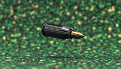 Bullet in mid-air, green background