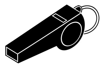 Black and White Whistle Icon, Referee Symbol, Sport Equipment