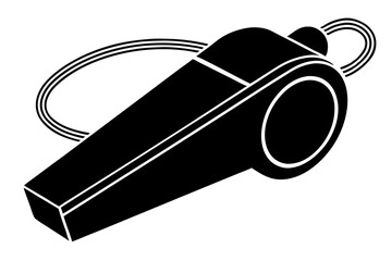 Black and White Whistle Icon, Sport Referee Signal