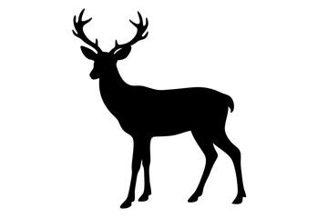 Black Silhouette of a Deer with Antlers