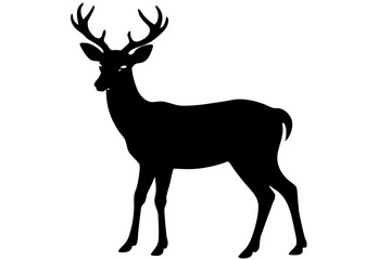 Black Silhouette Deer, Antlers, Wildlife