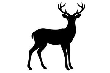 Black Silhouette of a Deer with Antlers