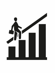 Businessman Climbing Growth Chart, Success, Progress Icon