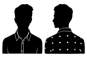 Male Silhouette, Front and Back View, Simple Shirt Design