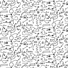 Arrow bundle signs hand drawn doodle sketch curve seamless pattern
