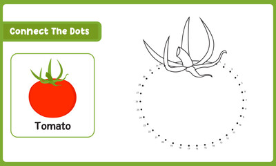Connect The Dots Tomato. Dot To Dot Educational Game. Vector Illustration