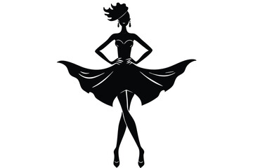 Drag queen strutting in high heels fashion show illustration