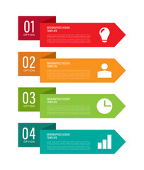 Arrows simple vertical infographic template with business icons. Four steps or processes for presentation slides