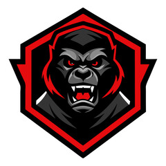 Fierce Gorilla Sports Logo – Powerful eSports Mascot in Hexagon Frame for Team Branding & Merch