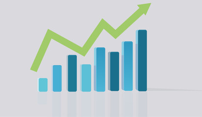 Graph with arrow and increase report.