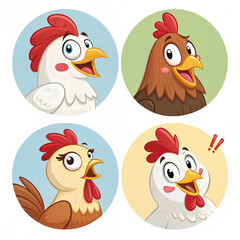 Fototapeta premium set of cartoon chicken