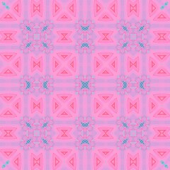 Seamless kaleidoscope floral pattern soft pink and blue geometric shapes create a symmetrical, repeating floral pattern, a delicate and calming design for fabric, wallpaper, and backgrounds