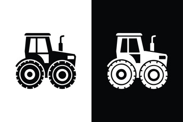 Farm Tractor Side View Editable Vector Pictogram Design