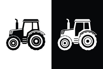 Tractor Vector Icon Agricultural Machinery Side View Design