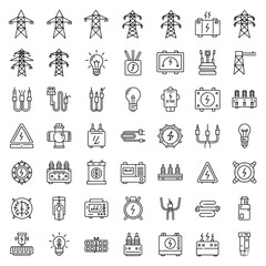 Electricity icons silhouette collection isolated vector illustration on white background. 