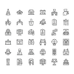 Event planning icons silhouette isolated vector illustration on white background. 