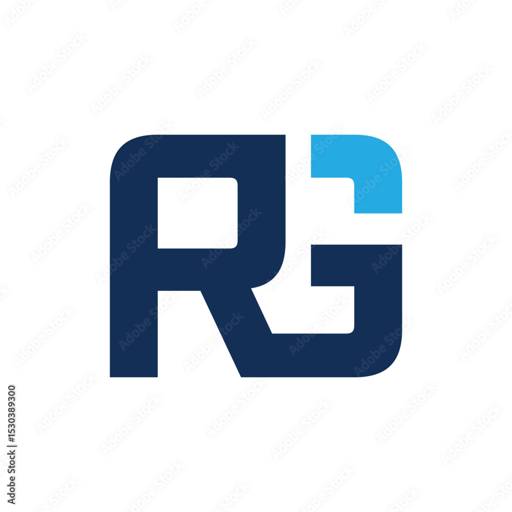Fototapete the image shows a flat monogram logo design of an initial letter rg in blue color with light blue ac