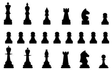 chess contour set element design silhouette