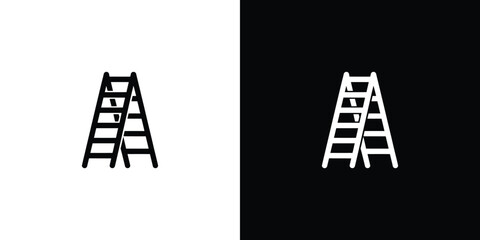 Black and White Ladder Icon Design, Double With Differing Contrasts and Colors Scheme