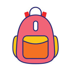 Colorful cartoon backpack icon illustration