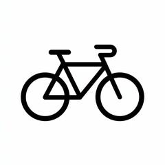 Fototapeta premium Simple black line drawing of a bicycle, facing right, against white backdrop